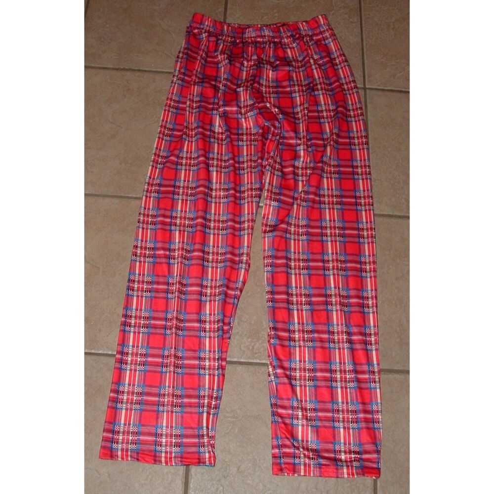 NEW NWOT Mens Sz Small Elastic Waist Colorful Plaid Stretchy Lounge Sleep Pants